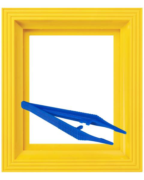 Rahmen gelb & Kunststoffpinzette