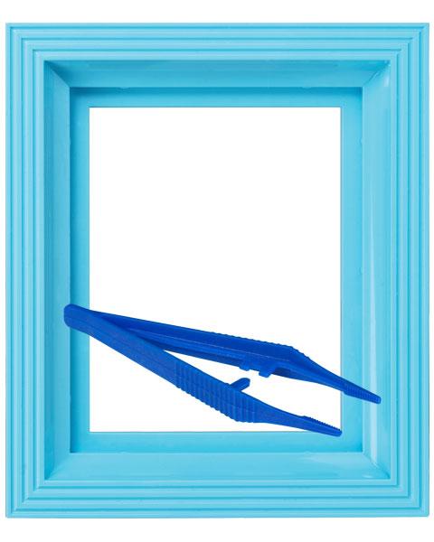 Rahmen babyblau & Kunststoffpinzette
