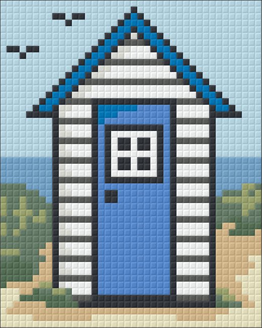 Pixel Klassik Set - Strandhaus in blau