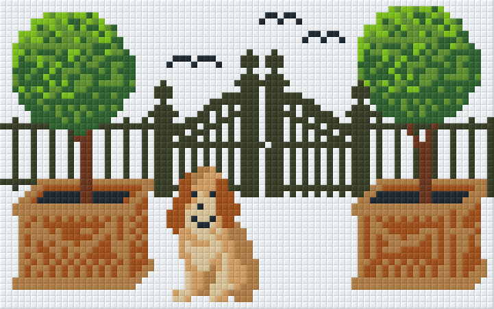 Pixel hobby classic template - dog in front of the gate