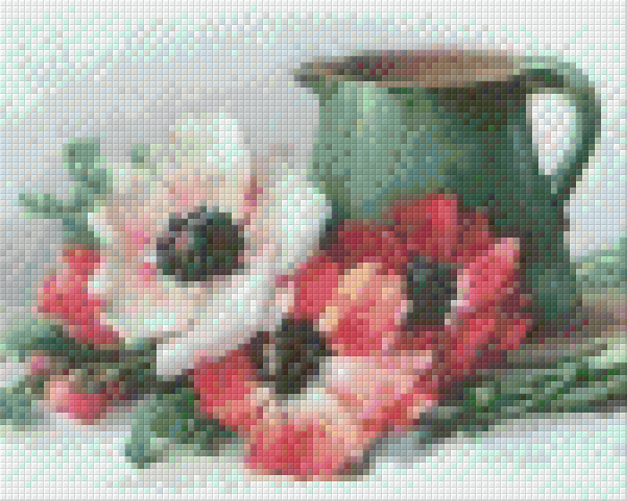 Pixel hobby classic template - green jug with anemones