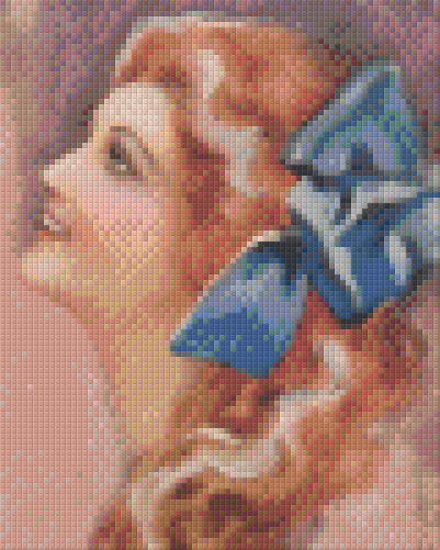 Pixelhobby Klassik Vorlage - Frau mit blauer Schleife