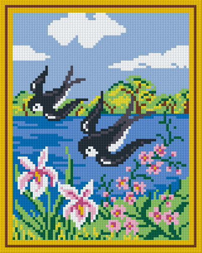 Pixel hobby classic template - swallows over the sea