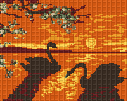 Pixelhobby Klassik Vorlage - Sonnenuntergang mit Schwänen