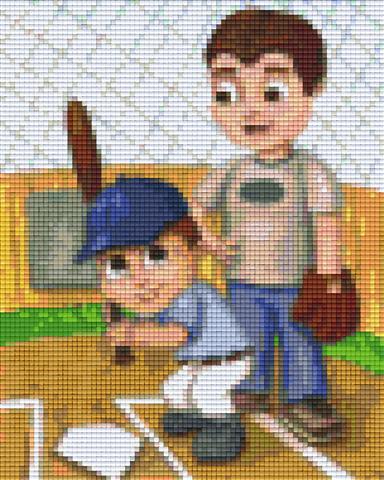 Pixelhobby Klassik Vorlage - Vater lehrt Sohn Baseball