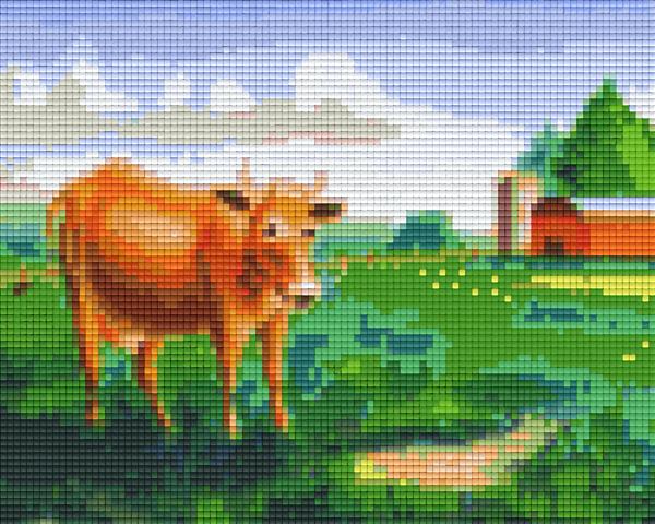 Pixelhobby Klassik Vorlage - Kuh auf der Wiese