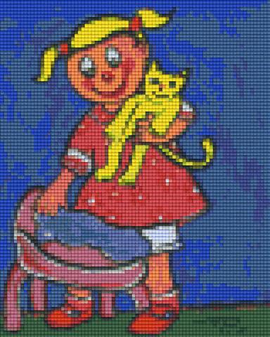 Pixelhobby Klassik Vorlage - Mädchen mit Katze