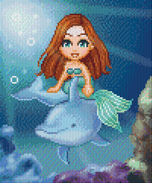 Pixelhobby classic template - dolphin meets mermaid