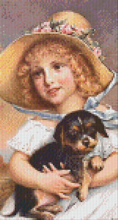 Pixelhobby Klassik Vorlage - Mädchen mit Hündchen