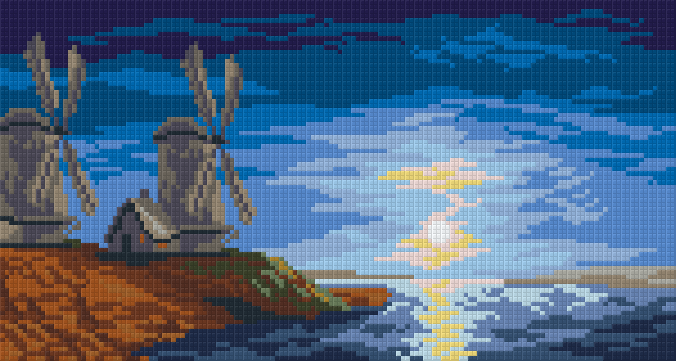 Pixelhobby Klassik Vorlage - Sonnenuntergang in blau