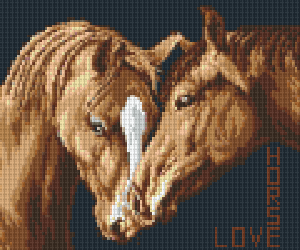 Pixelhobby Klassik Vorlage - Zwei Pferde braun