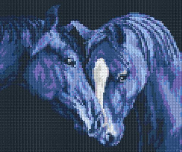 Pixelhobby Klassik Vorlage - Zwei Pferde blau