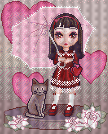 Pixel hobby classic template - Josette with hearts