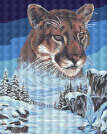 Pixel hobby classic template - lion in the winter landscape