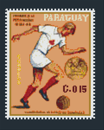 Pixel hobby classic template - footballer on postage stamp