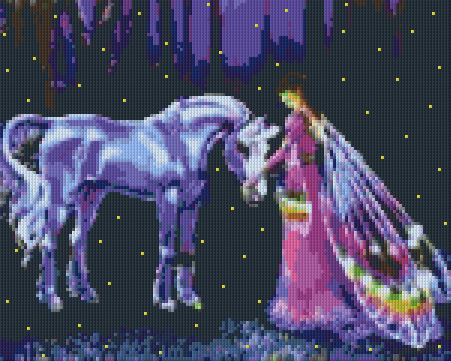 Pixelhobby Klassik Vorlage - Elfe mit Pferd
