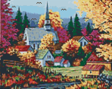 Pixelhobby Klassik Vorlage - Dorf im Herbst