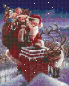 Pixelhobby Klassik Vorlage - Weihnachtsmann am Haus