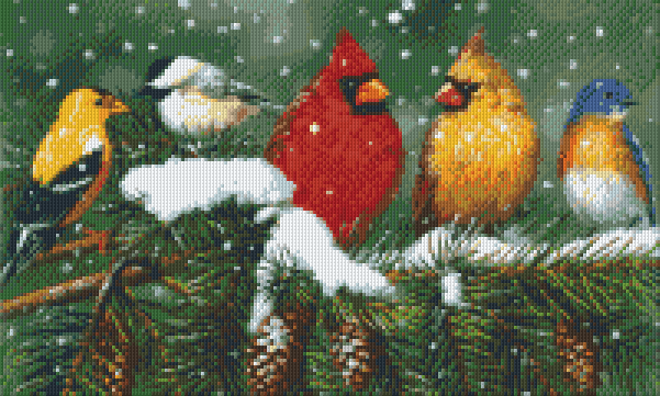 Pixelhobby Klassik Vorlage - Vögel im Schnee