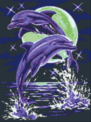Pixelhobby classic template - dancing dolphins in purple