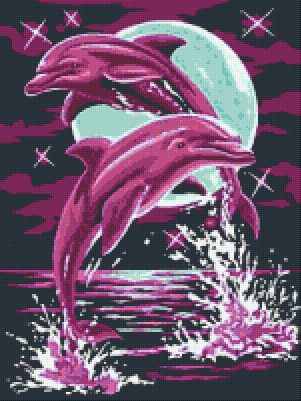 Pixelhobby Klassik Vorlage - Tanzende Delfine in rosa