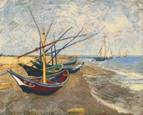 Pixel hobby classic template - Vincent van Gogh - fishing boats