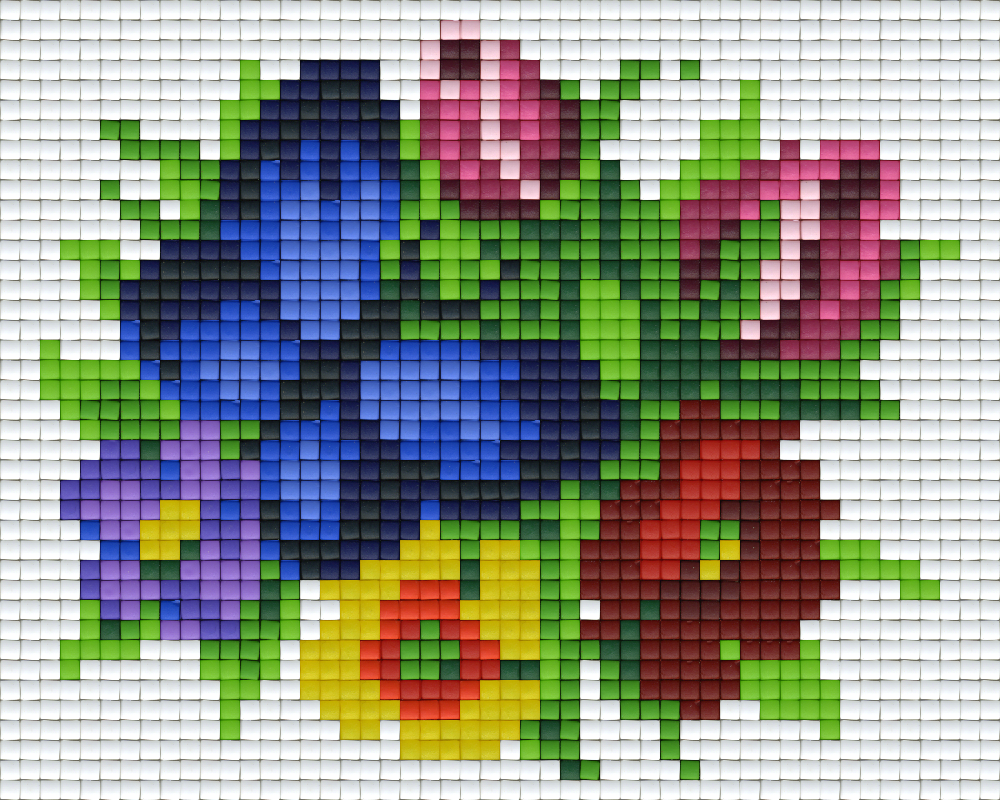 Pixel hobby classic template - bouquet of flowers with butterfly