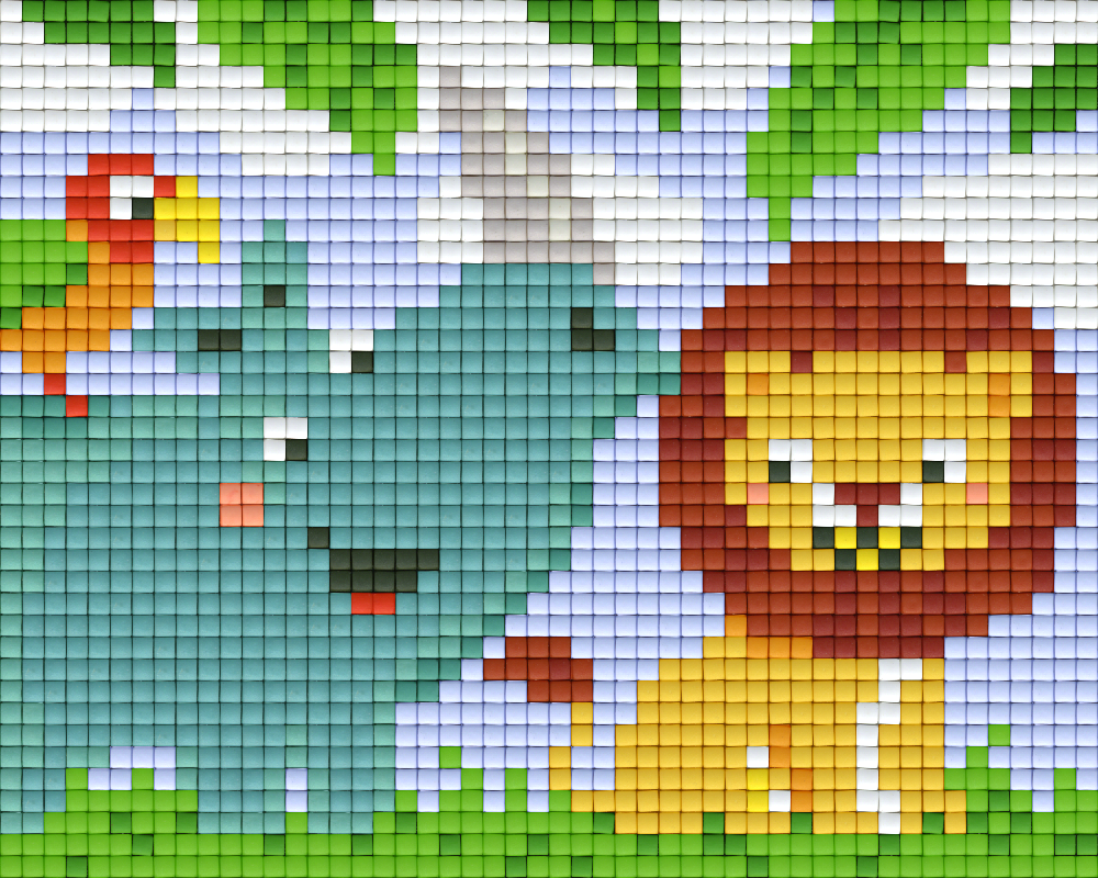 Pixel hobby classic template - parrot, hippopotamus, lion