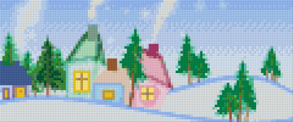 Pixel hobby classic template - cottage in the snow