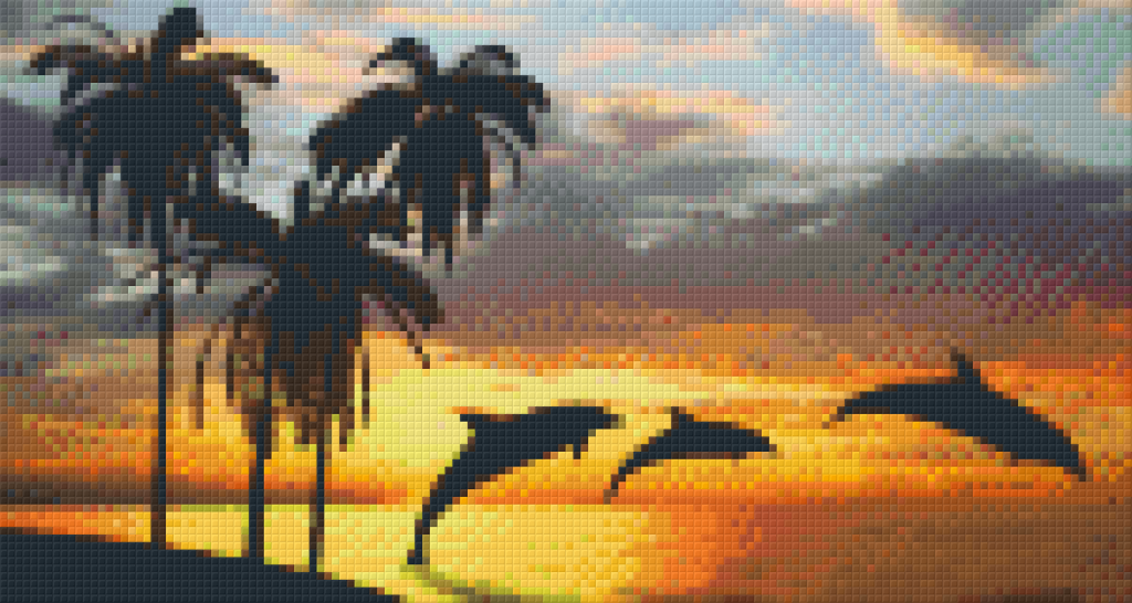 Pixelhobby Klassik Set - Delfine im Sonnenuntergang