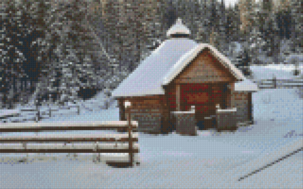 Pixel hobby classic template - cottage in the snow
